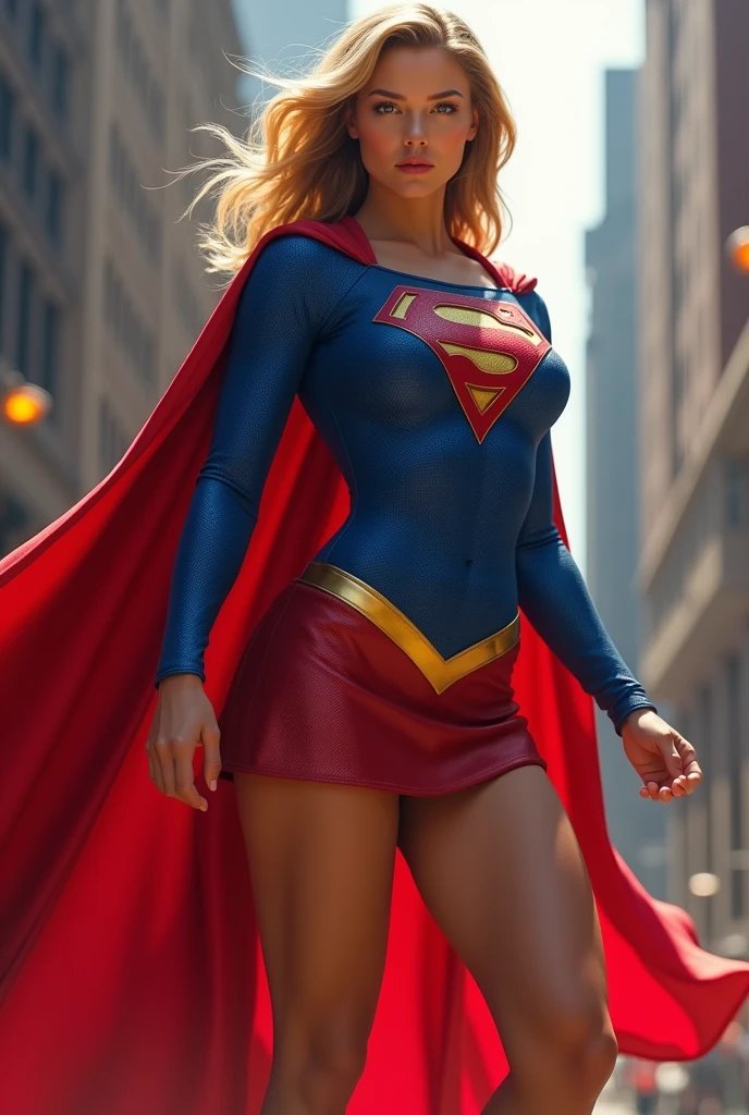 INSANELY SEXY, RIPPED MUSCULAR BUSTY BOOBS SUPERGIRL WEARING THE ORIGNAL FIRST EDITION SUPERGIRL COSTUME.