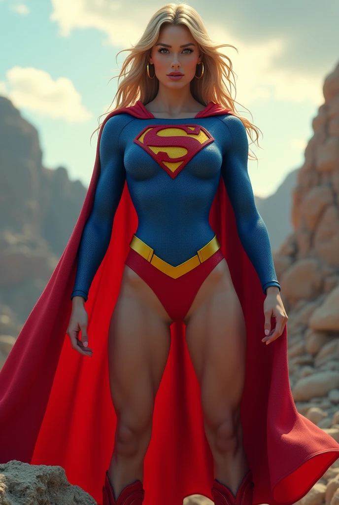 INSANELY SEXY, RIPPED MUSCULAR BUSTY BOOBS SUPERGIRL WEARING THE ORIGNAL FIRST EDITION SUPERGIRL COSTUME.