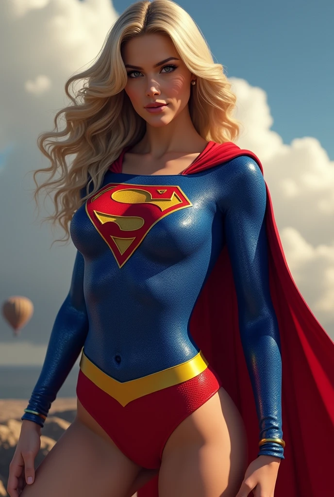 INSANELY SEXY, RIPPED MUSCULAR BUSTY BOOBS SUPERGIRL WEARING THE ORIGNAL FIRST EDITION SUPERGIRL COSTUME.