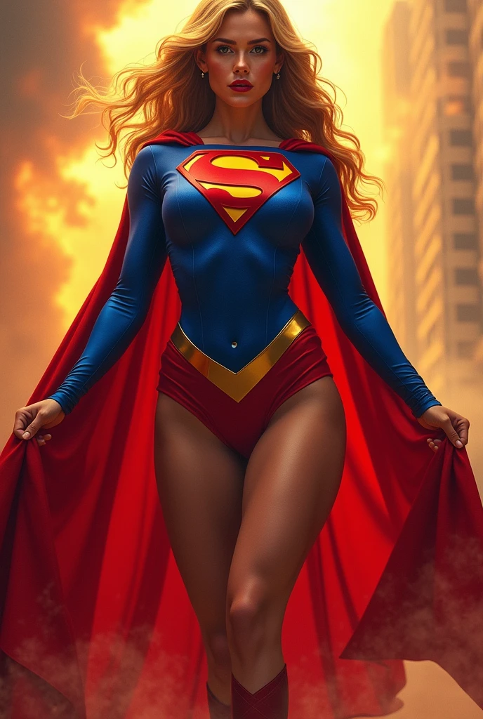 INSANELY SEXY, RIPPED MUSCULAR BUSTY BOOBS GIRL WEARING THE ORIGNAL FIRST EDITION SUPERGIRL COSTUME.