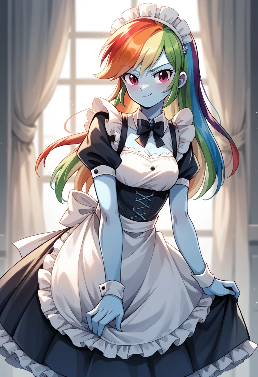 in a maid outfit rainbow dash eqg 