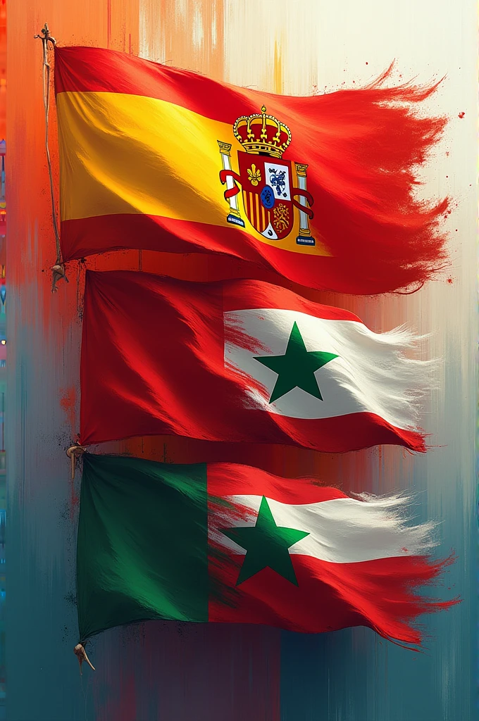 I need an illustration using the flags of Spain, Portugal, Andorra and Morocco 