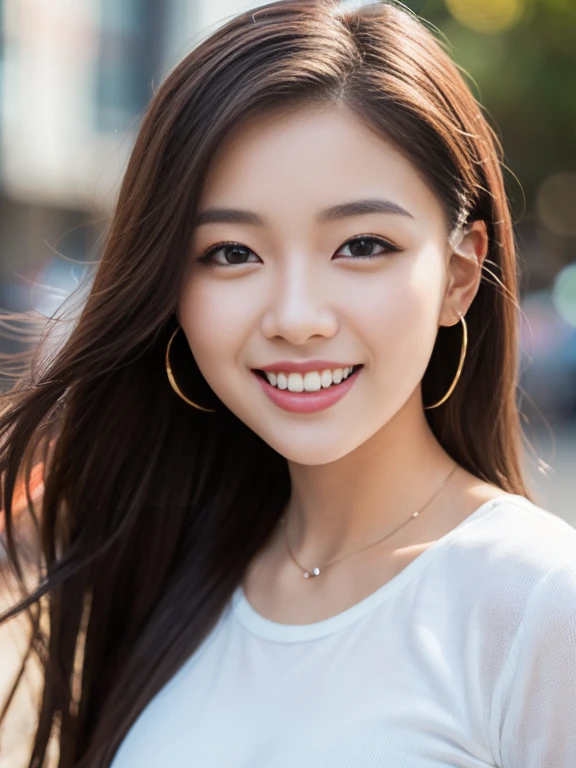 Highest quality, 1 beautiful woman, 28 years old, Oval face,Phoenix Eyes,Eyebrow, Double eyelids, Long eyelashes, A faint smile, (a charming smile:1.2),s, 35mm lens, F/1, Cowboy shot, Specific Background、Tiled background、Perm、sweat ((light gray shirt)), sleeveless,