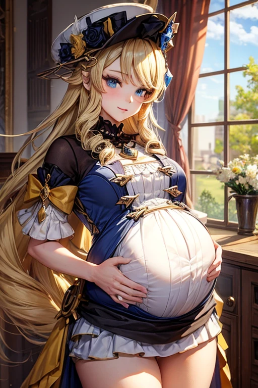 beautiful pregnant navia, long blonde hair, beautiful face