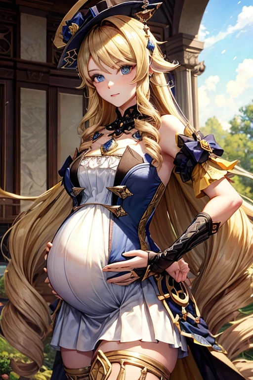 beautiful pregnant navia, long blonde hair, beautiful face