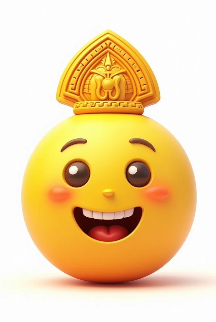 Yellow round emoji with a smiling face and Inca shield on a white background