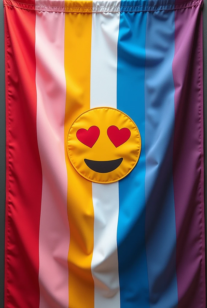 fictitious flag for a community called "Delisexual". The flag must bear the colors red, blue and white and this emoji in the center 🫦