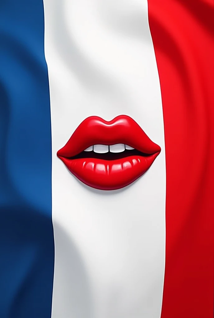 fictional flag for a community called "Delisexual". The flag must have the colors red, blue and white and this emoji in the center 🫦 