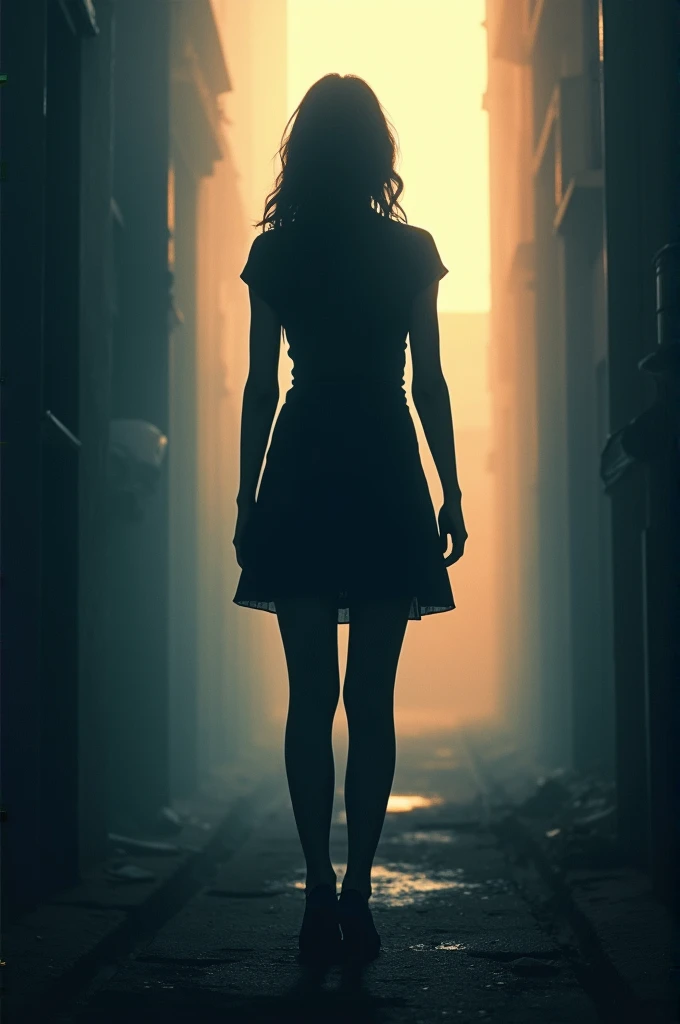 silhouette of a woman standing in the shadows, with light streaming in from the background. The shadowy figure represents the woman who has been labeled and judged, standing on the edge of light and darkness.
Color Scheme: Dark blues, purples, and soft light for contrast, giving a feeling of both struggle and hope
