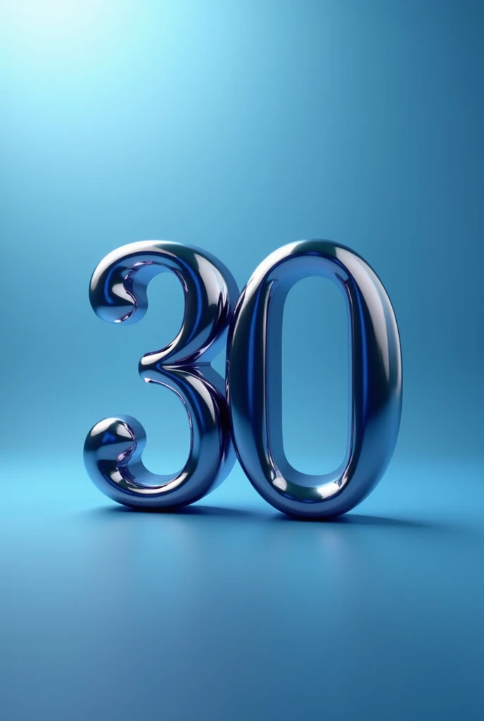 Number 30 with elegant typography and metallic effect, blue gradient background