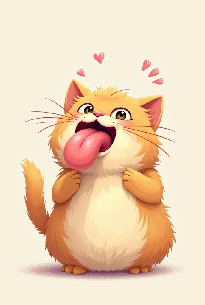 A cat showing his long tongue 