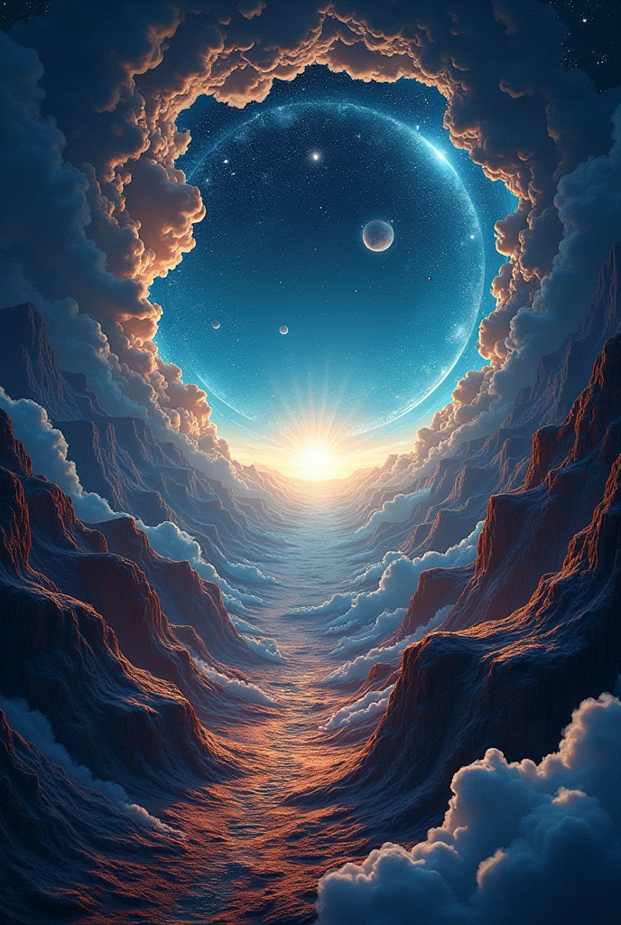 Design a YouTube channel banner for a channel called 'ZoomVerse Shorts,' featuring captivating visuals of an infinite zoom effect. The banner should depict layers of the Earth, space, and abstract patterns seamlessly blending into one another, representing the channel's focus on zooming from the smallest details to the vastness of the cosmos. Incorporate a sleek and modern font for the channel name, with a touch of cosmic and environmental elements to emphasize exploration and discovery.
