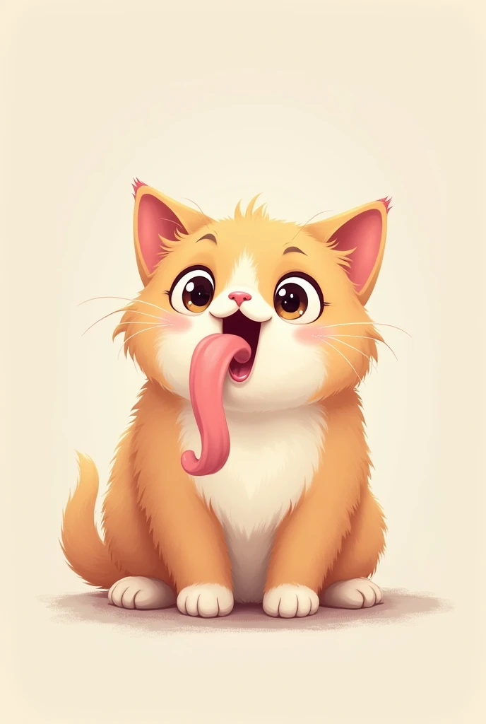 A cat showing his long tongue