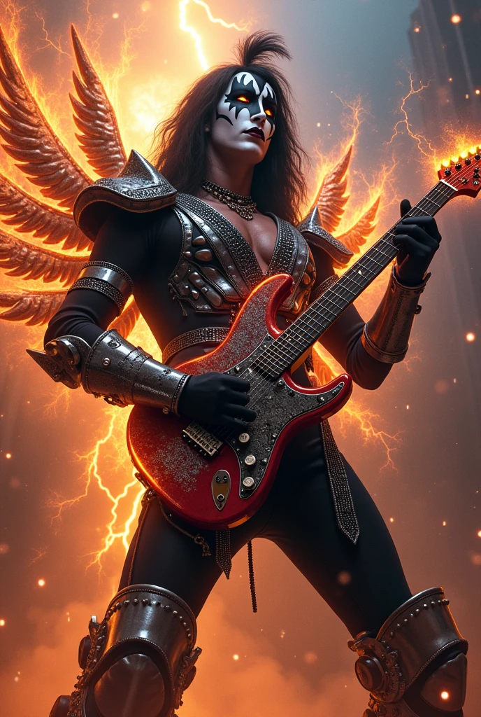 A JoJo stand based on kiss with a guitar