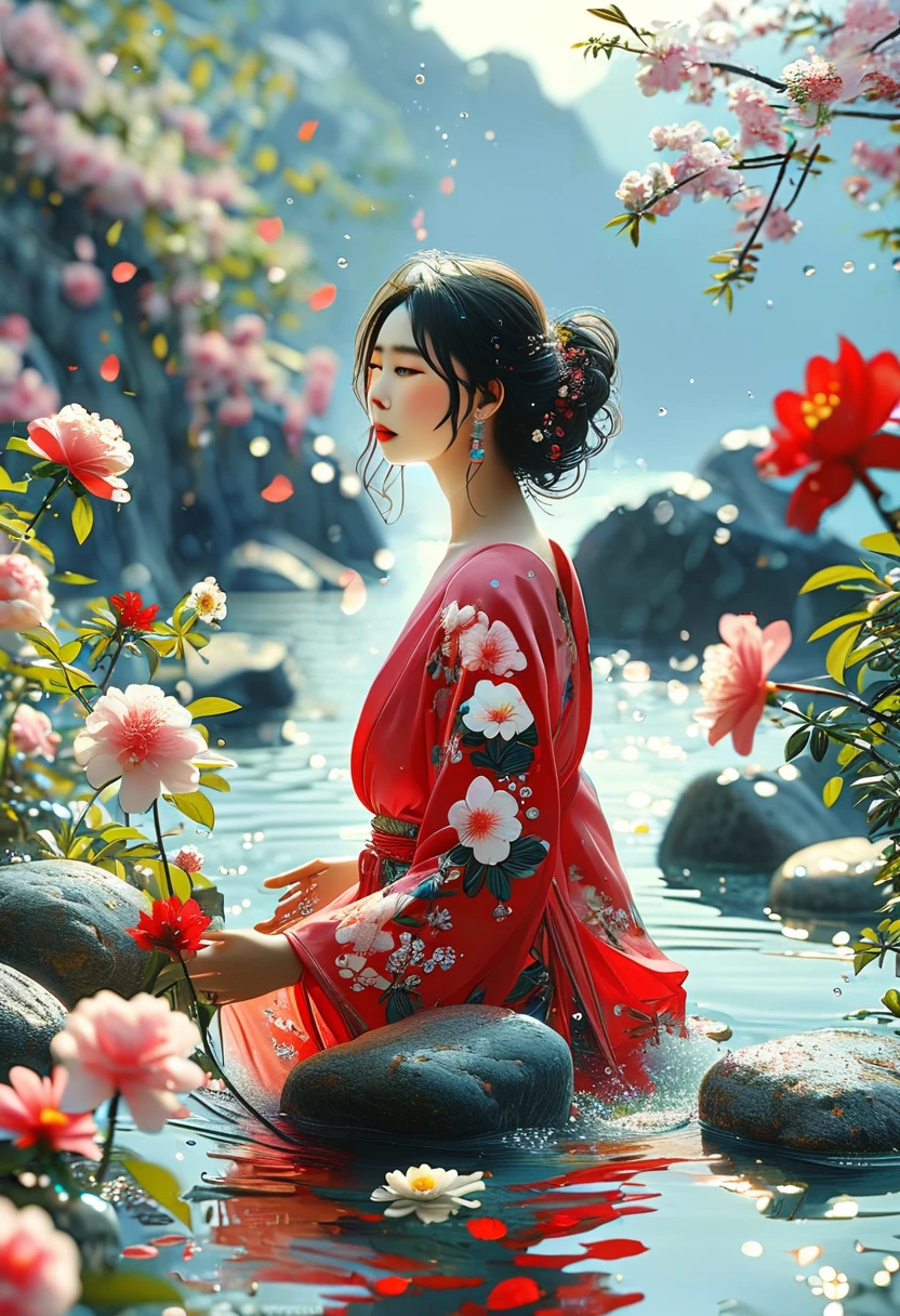 以下是Visual Elements的详细描述, Layout Design, And the copywriting skills of salon posters:
Visual Elements:
Color Palette: Color Palette由柔and的粉彩色and绿色等充满活力的春天色彩混合而成, Pink, and. 这种组合让人联想到盛开的鲜花and新鲜的树叶, Perfect for spring theme.
iconography: High-quality images integrated into salon interiors,Showing a peaceful environment.Girl standing on the water,Water splashes on the floor of the girl,Or the girl standing on the island,Some stones have flowers on them,exudes fragrance.. also, Includes before and after photos of customers who received spring makeovers,To highlight the salon's services.
typographic: Use elegant script fonts for titles to convey elegance,And use a modern sans serif font for body text,以确保可读性and现代感.
Layout Design:
Hero Section: The Hero part should adopt a stacking model, Dark Brown Curly Hair,Wearing a bright red salwar suit,Be in the spotlight. Girls deserve a closer look.Close your eyes. Surround her with spring graphics, 例如花朵and蝴蝶, 象征着季节的转变and精髓.
Service highlights: 利用醒目的图标and简短的描述来展示独家春季优惠, For example, 20% Rebate. Highlighting these services will attract the attention of potential customers and spark their interest..
appraise: 包括满意客户的appraise,以建立信任and可信度. Positive feedback from real clients can convince others to try the salon's services.
#Glow Contest: Encourage customer participation #Glow Contest by providing a clear call-to-action. Explain how they entered the competition,and mention the possible rewards for sharing their transformation photos. 这将激发顾客的参与度and兴奋感。.
Copywriting Tips:
Engaging titles: