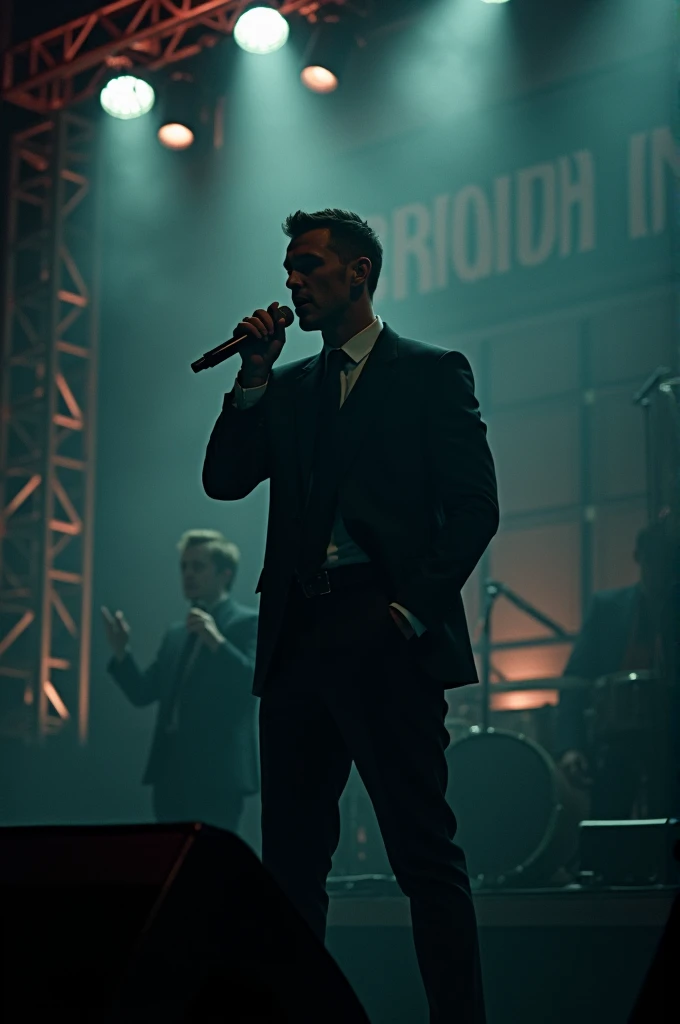 male singer performer concert about crime theme