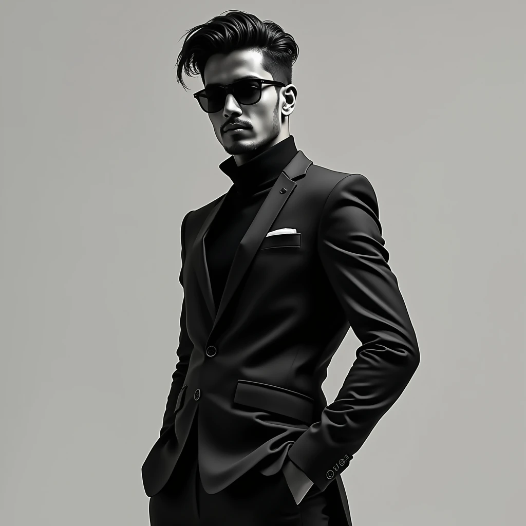 bangladeshi sigma boy, no face, wearing black and white, awesome simple wearing, cool color, name NOMAN,sigma male,bangladeshi