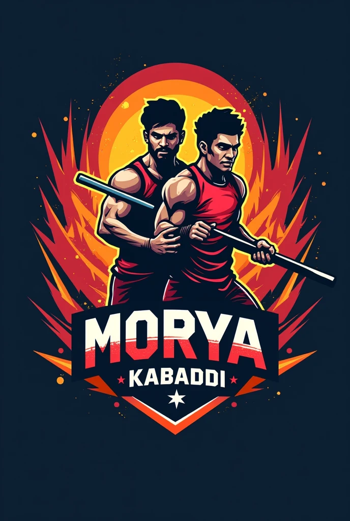 Logo for kabaddi team neme as morya add players playing kabaddi 