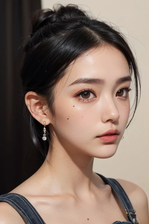 (2 pure Japanese girl,), (Small breasts:1.5,),(Mole on left side of neck:1.5),(solo,,Textured skin, Detailed skin,Detailed face,Detailed eyes,detailed posing,Natural eyebrows,Sparkling Eyes,High detail, Highest quality, Super detailed, Surrealism, ,8k,RAW Photos,Photographicism,Professional Lighting,Ray Tracing,Portrait Photography,Natural Light),(((Black Hair, Natural Makeup,Simple earrings, Bun Hair,Overalls,I&#39;m fishing:1.3)))