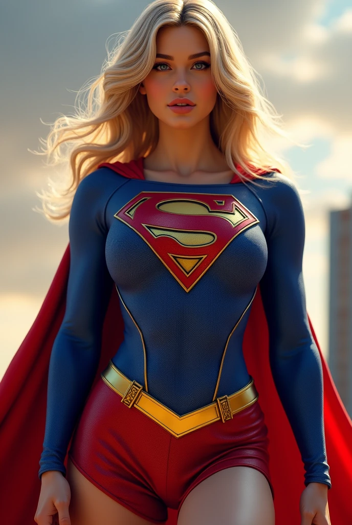 INSANELY SEXY, RIPPED MUSCULAR BUSTY BOOBS SUPERGIRL WEARING THE ORIGNAL FIRST EDITION SUPERGIRL COSTUME.
