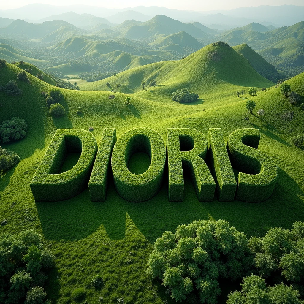 In the distance a great vegetation forms these letters DIORIS aerial view