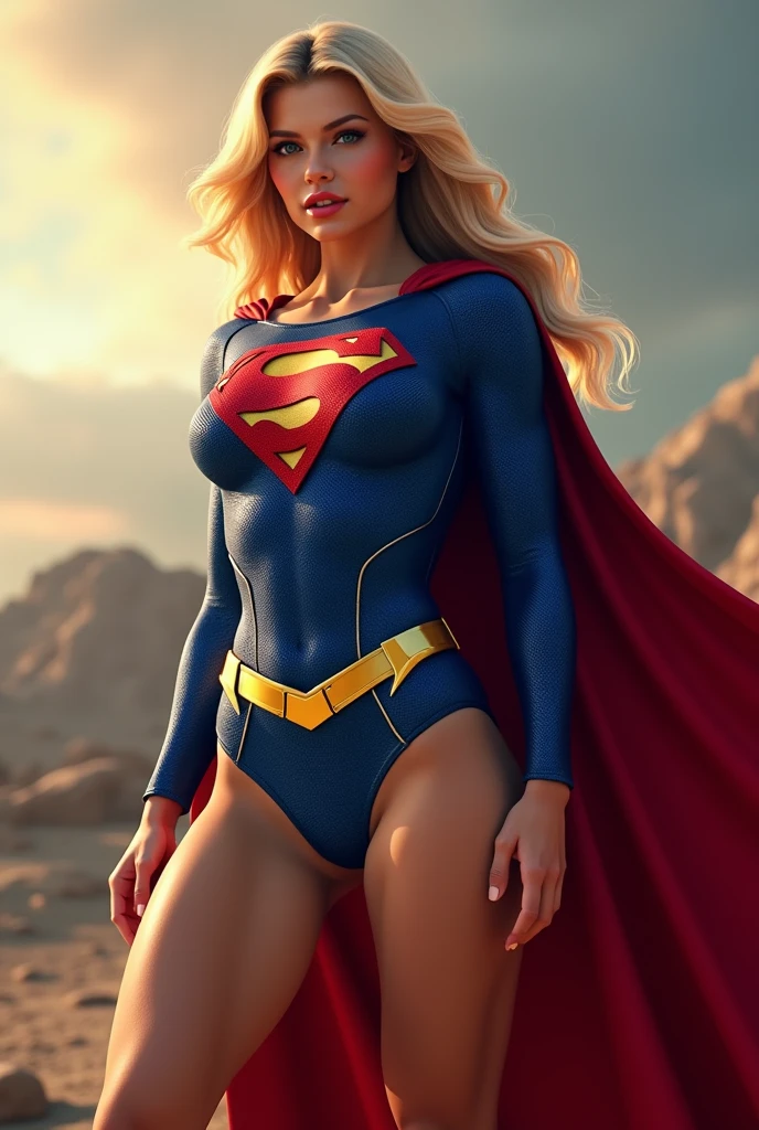 INSANELY SEXY, RIPPED MUSCULAR BUSTY BOOBS SUPERGIRL WEARING THE ORIGNAL FIRST EDITION SUPERGIRL COSTUME.