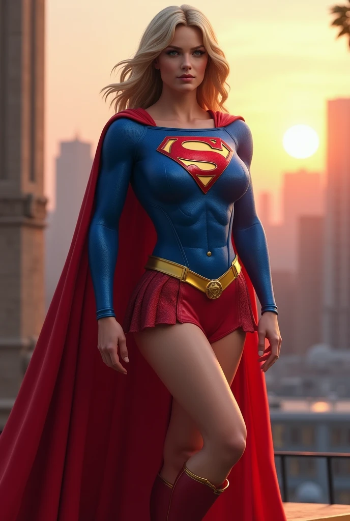 INSANELY SEXY, RIPPED MUSCULAR BUSTY BOOBS SUPERGIRL WEARING THE ORIGNAL FIRST EDITION SUPERGIRL COSTUME.