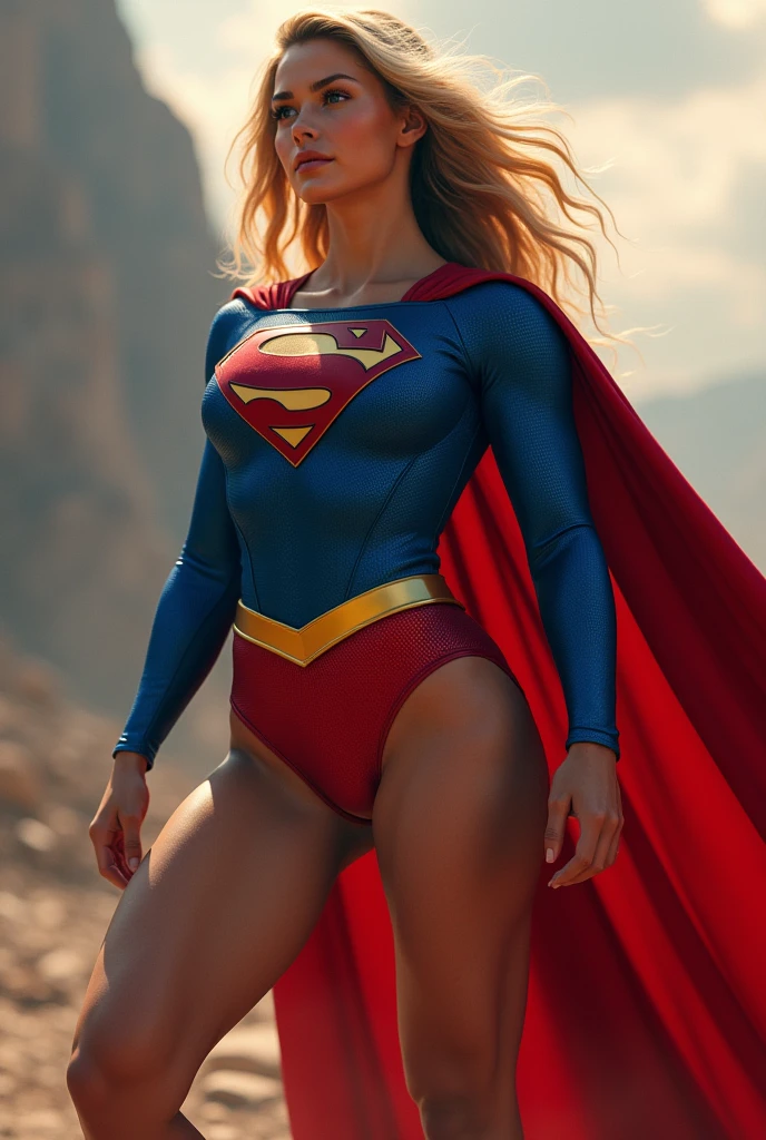 INSANELY SEXY, RIPPED MUSCULAR BUSTY BOOBS SUPERGIRL WEARING THE ORIGNAL FIRST EDITION SUPERGIRL COSTUME.