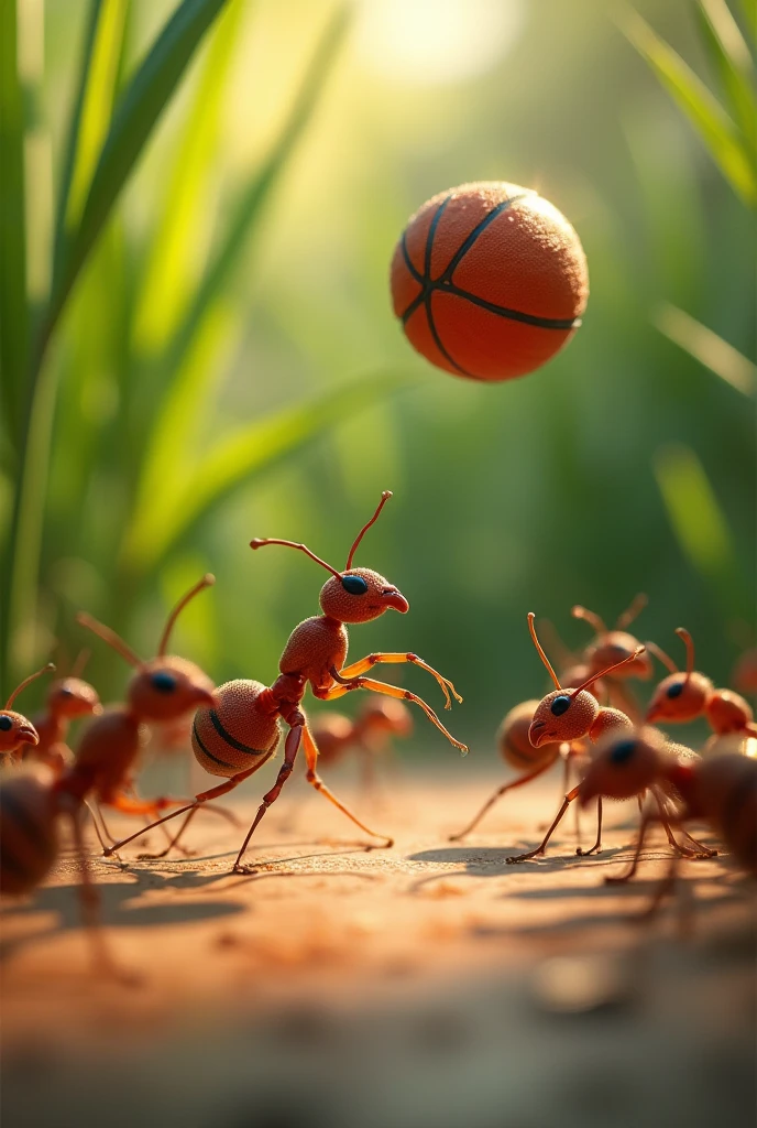 Ants playing basketball