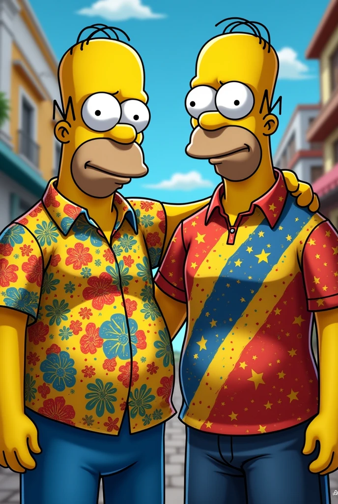 Homer Simpsons with a Colombian shirt next to Falcao Garcia