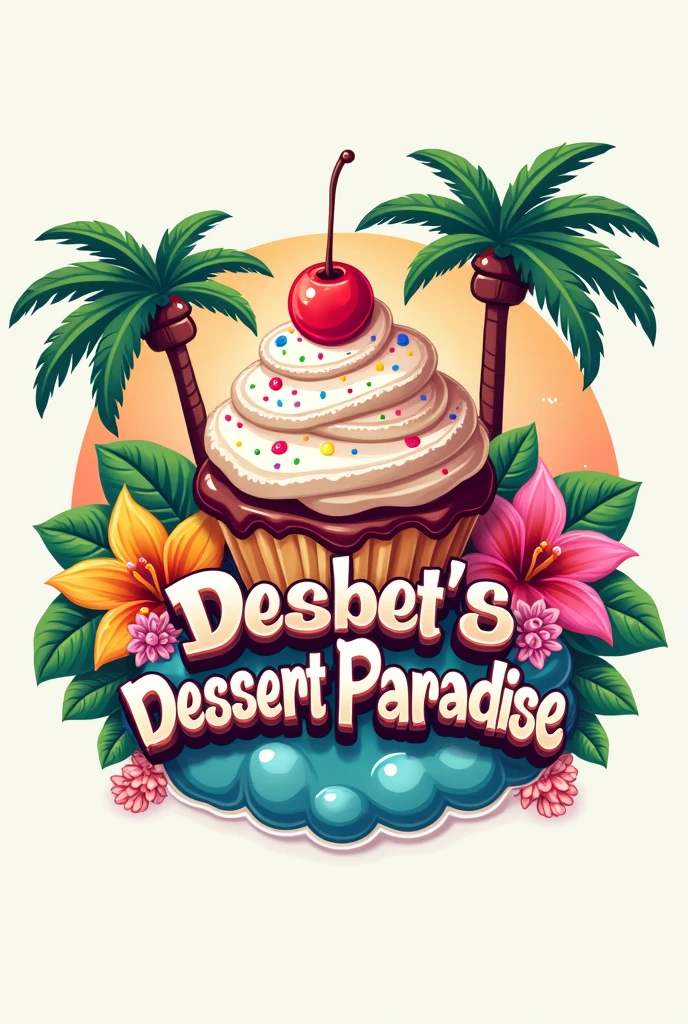 Logo for a dessert stand with the name of "Dessert paradise"