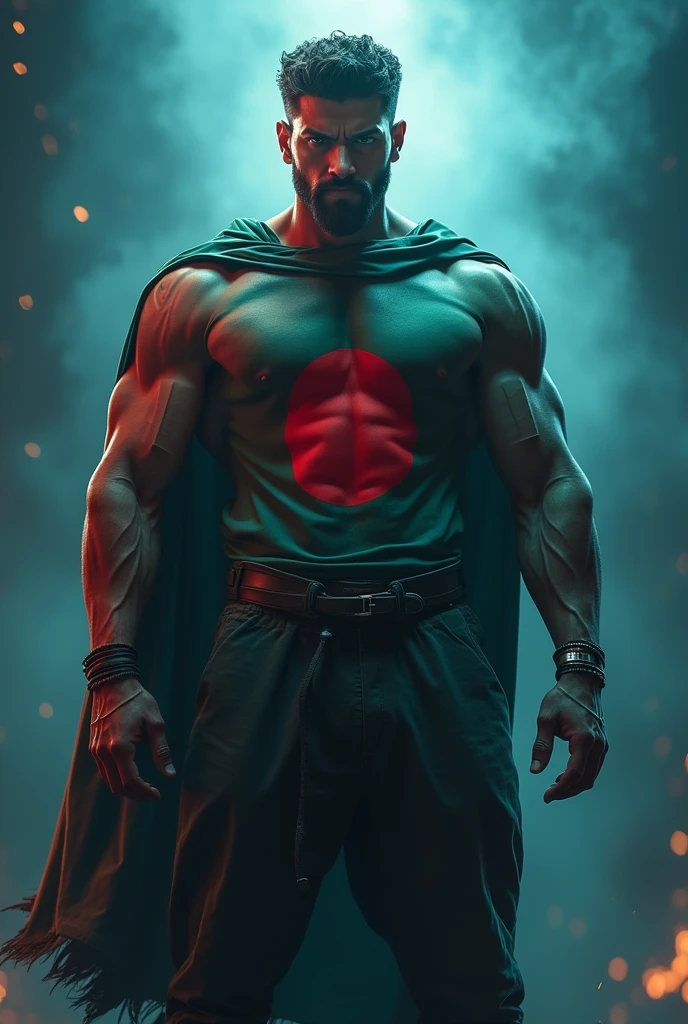 Sigma male, bangladeshi with flag, cool color,back side, awesome background