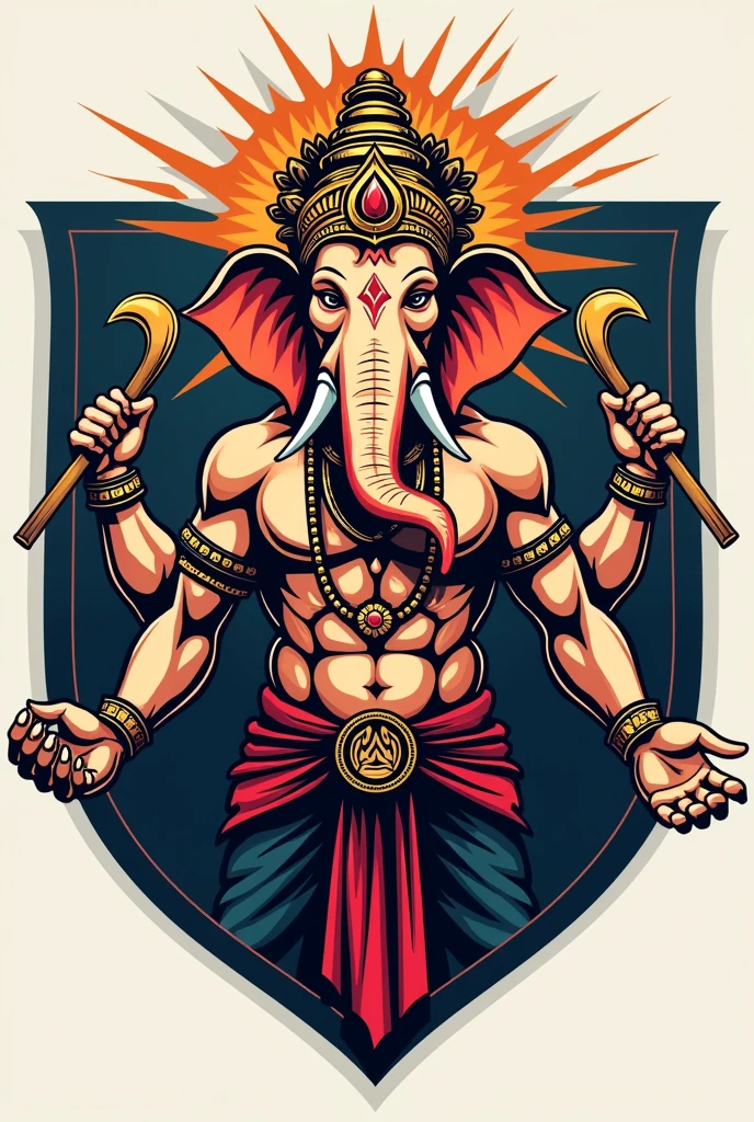 Logo for kabaddi team neme as morya God Ganesh mascular body