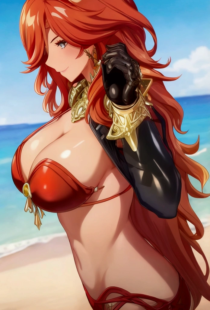 Milf sexy in bikini on the beach