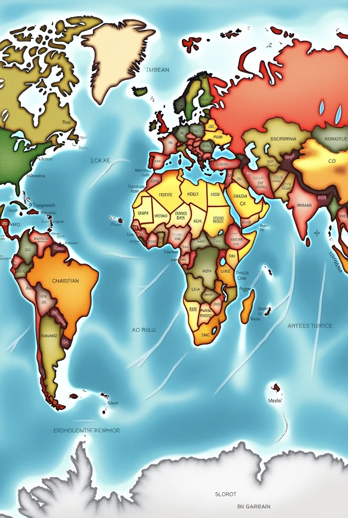 World map that has countries labeled and tectonic plates shown