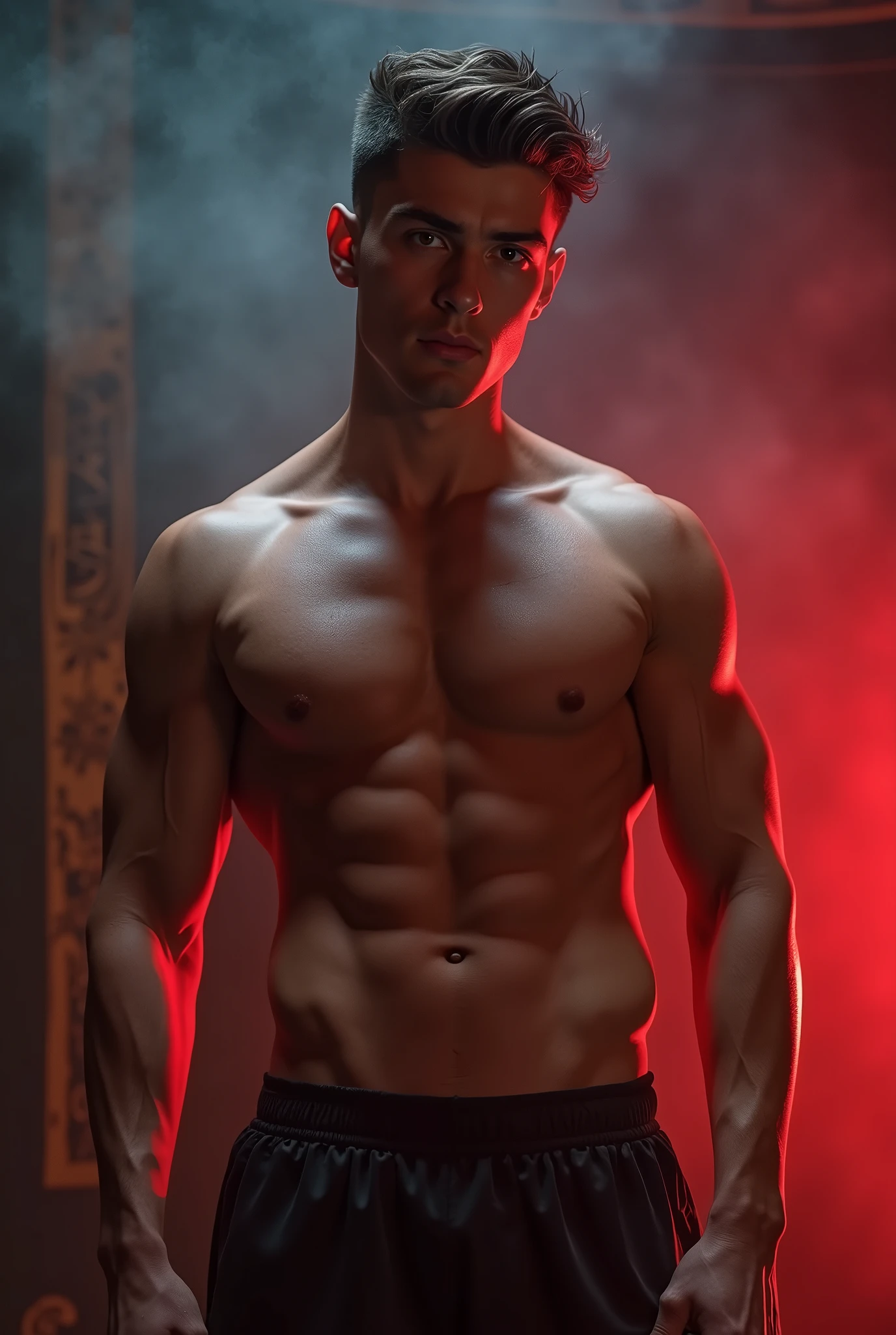 1 male ager, extremely detailed and realistic, muscular male body, athletic build, not dressed at all, detailed facial features, beautiful eyes, nose, lips, flawless skin, chiseled jawline, intense gaze, dramatic lighting, cinematic angle, vibrant colors, dramatic shadows, photorealistic, hyper detailed, 8k, high quality, with big dick, full body