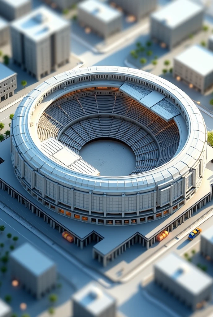 Arena theatre model, 3d, drone view