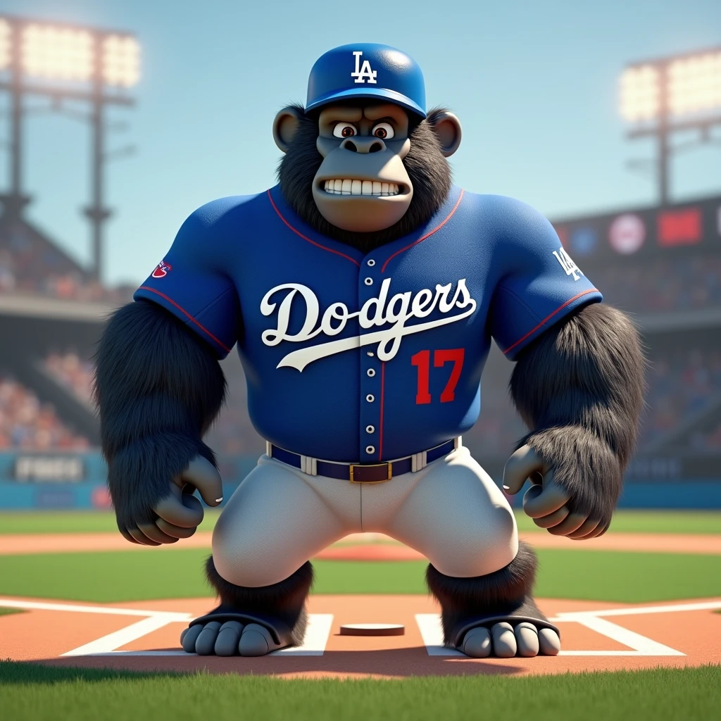 3D Animation、Major League Gorilla、Blue uniform、Dodgers、Batter、Winner、Number 17