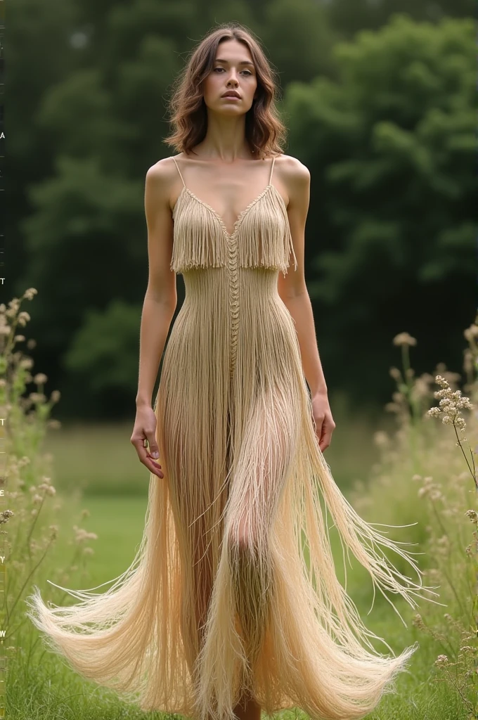 Straw recycled fringe dress the upper is like fringe and the lower is like mermaid tail