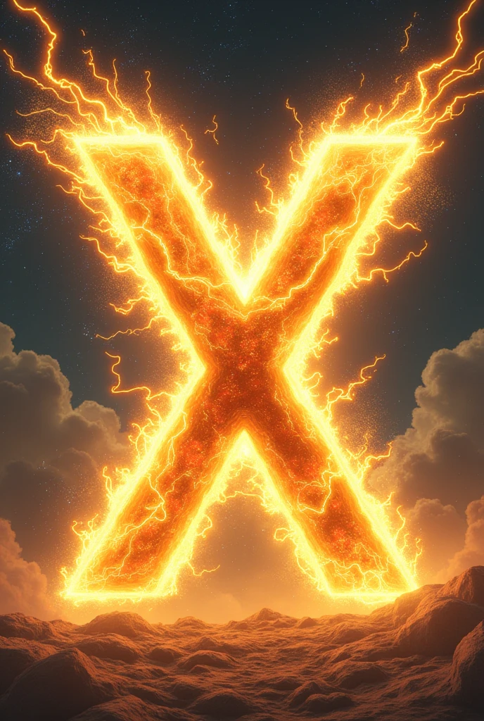 The letter "X" with aura of a supersaiyan 