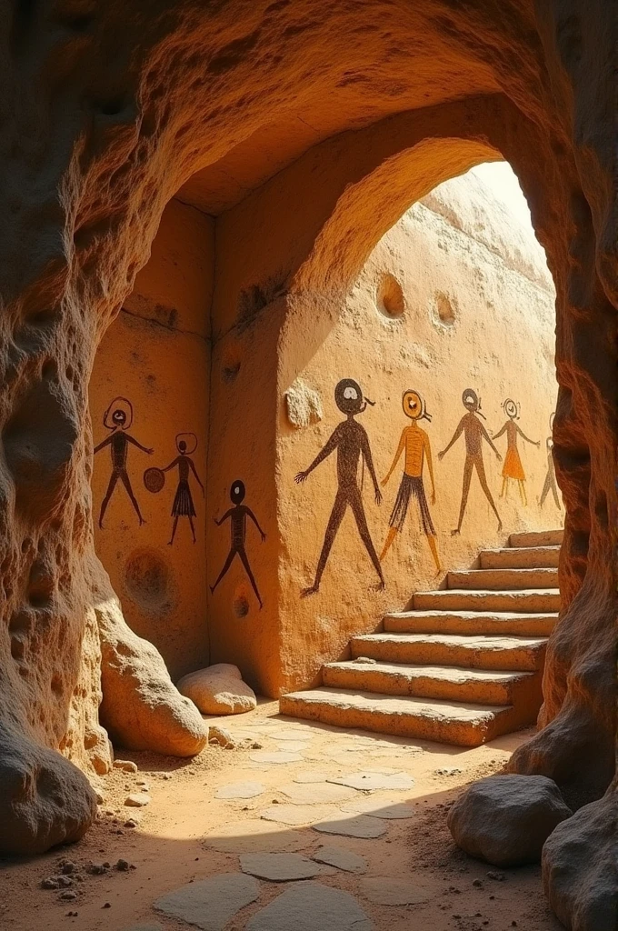Mural of cave paintings