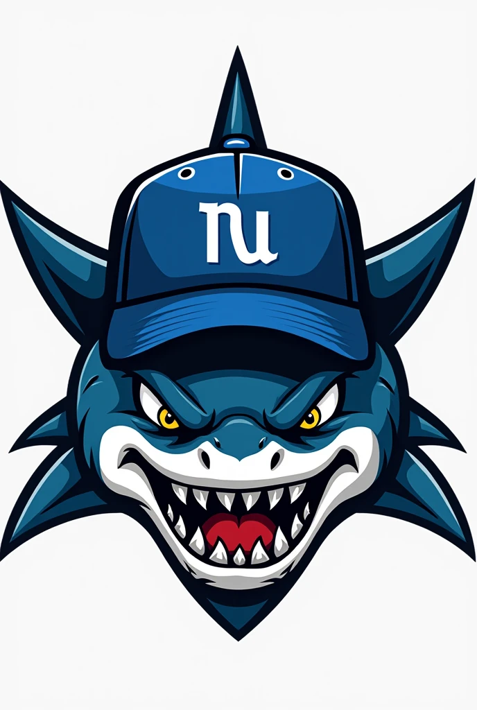 Logo for a team of a shark with a blue New Era cap