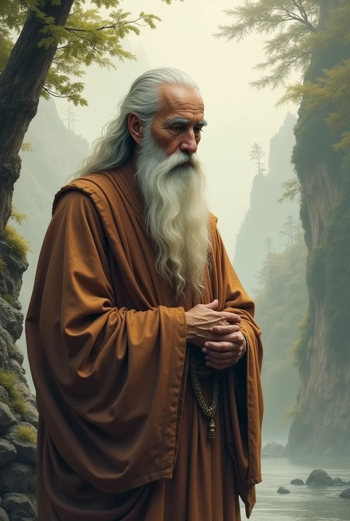 Old indian monk budhism long bread mustag