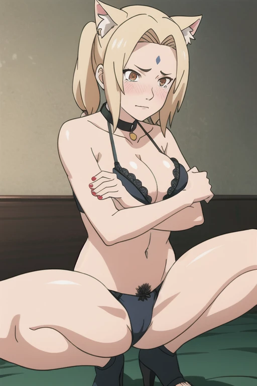 alone focus, alone,open your mouth wide,View your viewers,((gold lingerie)),long knee high boots,((tsunade)), 1 person,((tsunade milf physique)),(Forehead mark ), ((high twintails)),blondes, eye, smile, from the front,Huge breasts,Thick thighs,((Sharp details High resolution body parts Perfect body parts )),(((Blushing,Red face))),(Sad expression),((1 person)),(In underwear), ((Front view)),((shaped legs))Beautiful white skin with a pinkish tint,4K,8k,16K, Look at this,Textured skin, camel toe,Embarrassed face, cat ears, areola,be defeated,Subjective,Take off your clothes, My body is all wet,Nipples,Collar:Stick your butt out, There's a lot of water on your face,liquid on face, pubic hair,There is a sticky liquid on it, My face is all messed up, Squatting, open your mouth wide, too small underwear, lift the chest, My crotch is soaked,tears, My crotch is wet, Pussy hair is wavy, Crying,胸がびしょびしょに濡れている, Lying down on the bed, Sobbing