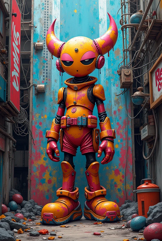 Kanng in realistic graffiti in a crazy city