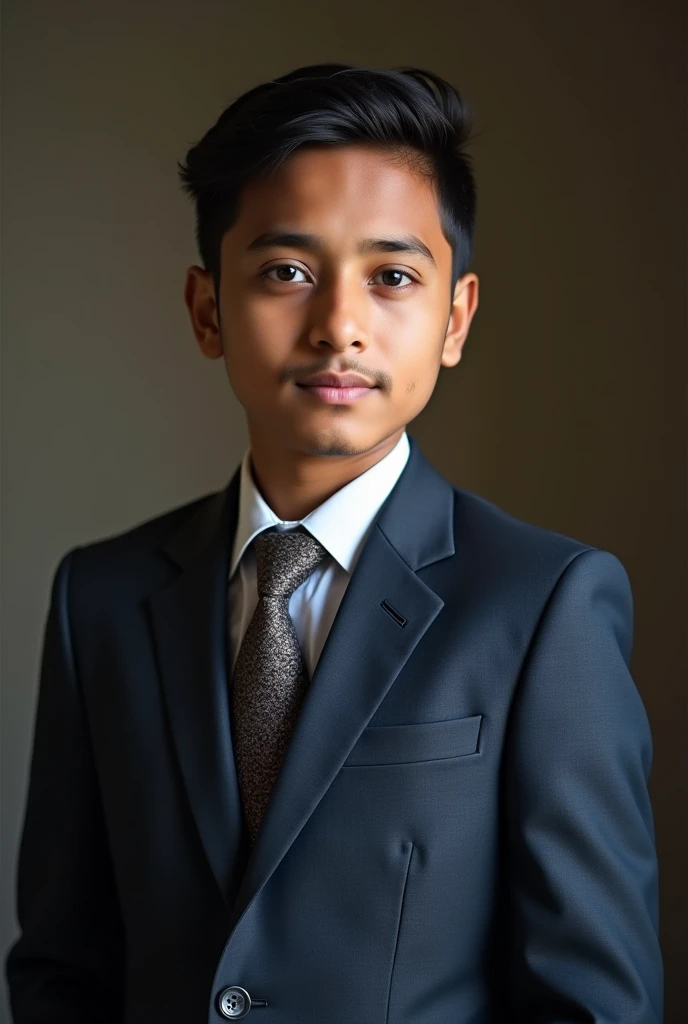 a indian young men in suit. little face. simple background