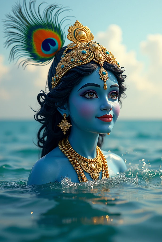 Create a lord Krishna in sea
