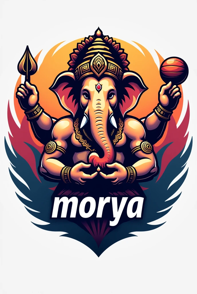 Logo for kabaddi team neme as morya add God ganpati plying kabaddi
