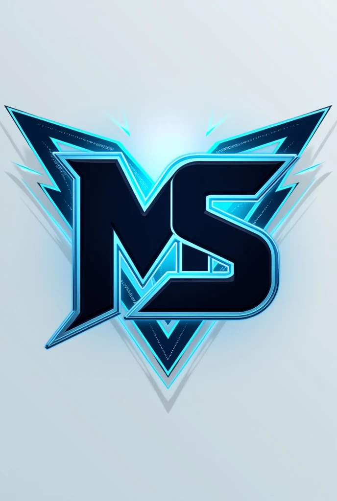 "Design a powerful eSports logo centered around the initials 'MS'. The logo should embody a modern, aggressive, and energetic style, fitting for a competitive gaming team. Focus on incorporating sharp, angular lines and dynamic shapes to create a sense of motion and intensity. The initials 'M' and 'S' should be creatively intertwined or positioned to convey unity and strength, emphasizing the collaboration and teamwork aspects of gaming.Use a color palette of sky blue and black to achieve a striking contrast, with sky blue representing innovation and agility, and black adding a sense of power and seriousness. The stylization of 'MS' should reflect speed, power, and futuristic elements, giving it a cutting-edge appearance. Keep the background clean and minimalist, so the initials stand out boldly, making the logo easily recognizable and versatile for different uses, such as on jerseys, websites, and promotional materials."