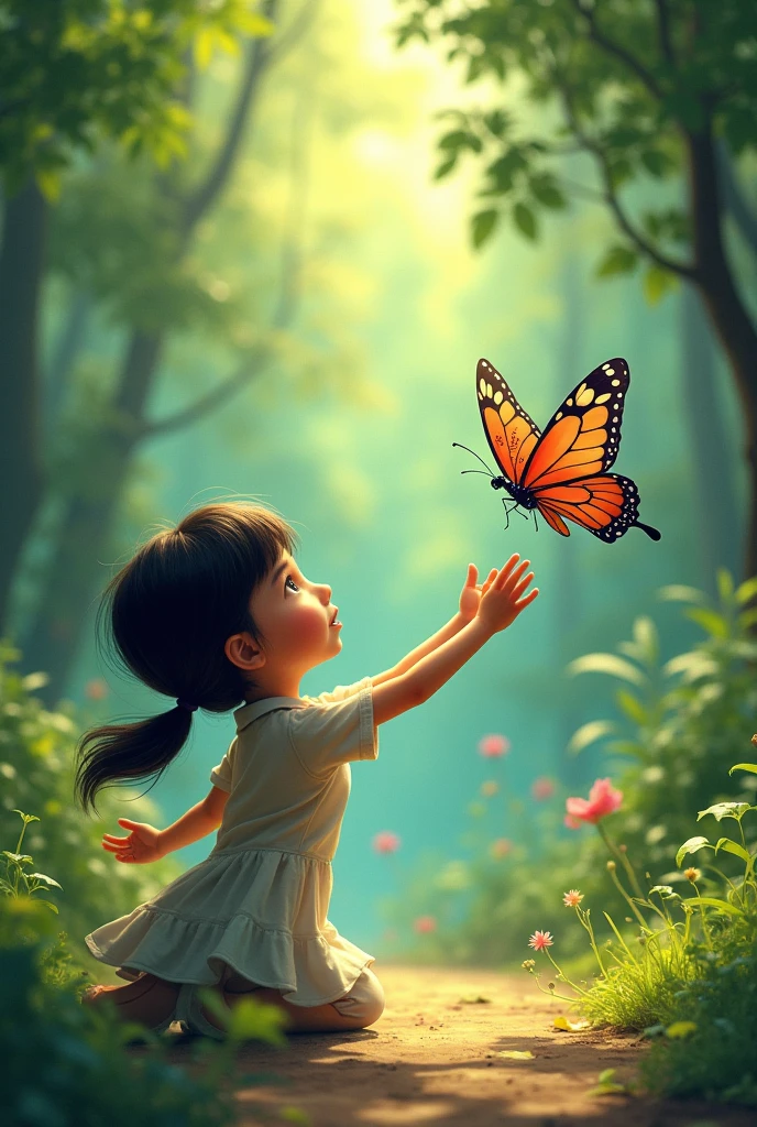 Children playing with beautiful insects in the countryside、